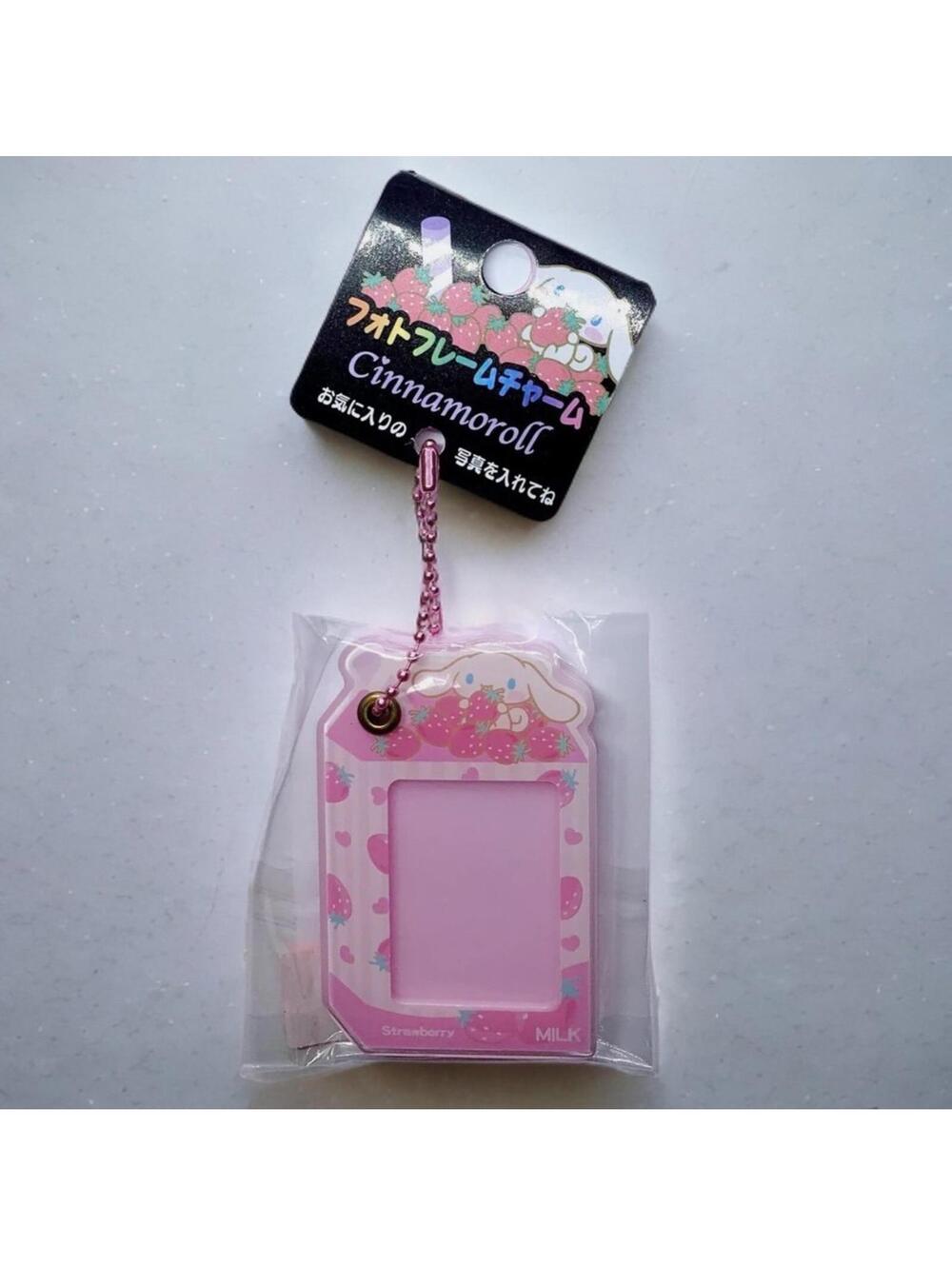 Sanrio Japan Cinnamoroll Strawberry Milk Mini Photo Charm Keychain Pink